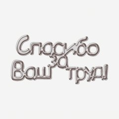 Топпер декоративный акриловый "Спасибо за ваш труд" Серебро 5х3 см ТСК488