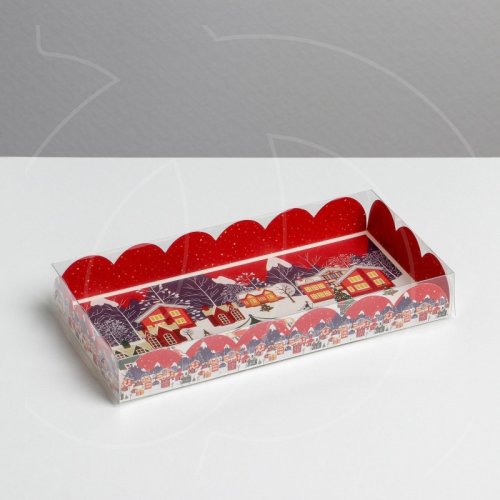 Коробка для сладостей с прозрачной крышкой "Карусель" 10,5х21х3 см 6930841